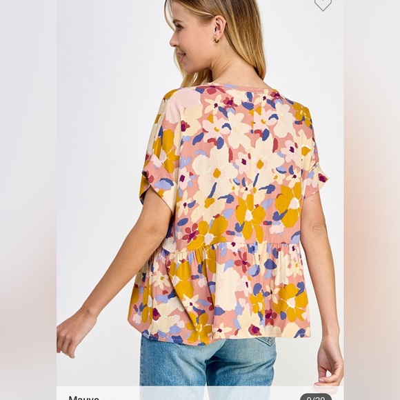 Floral Print Baby Doll Blouse Top - Picture 5 of 6